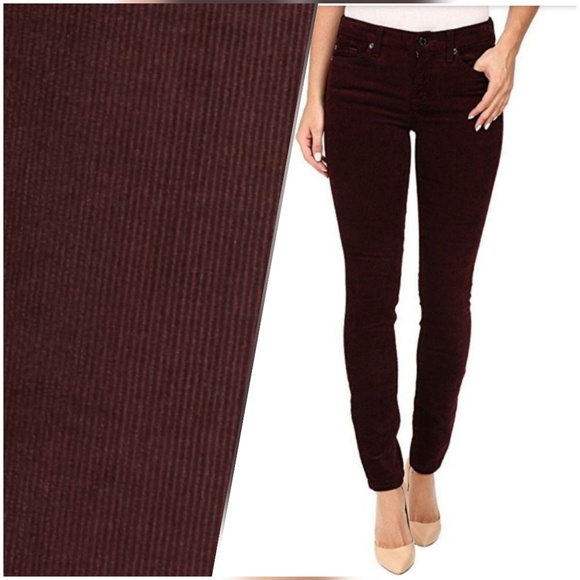 🍒EUC🍒 7FAM CORD MID RISE SKINNY MERLOT 28 - Picture 4 of 7